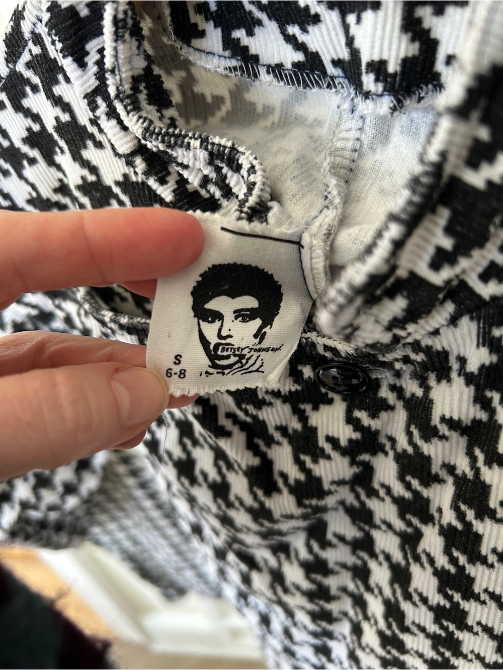 Iconic Vintage 1980’s Betsey Johnson Punk Grunge Black & White Houndstooth Dress - Picture 7 of 7